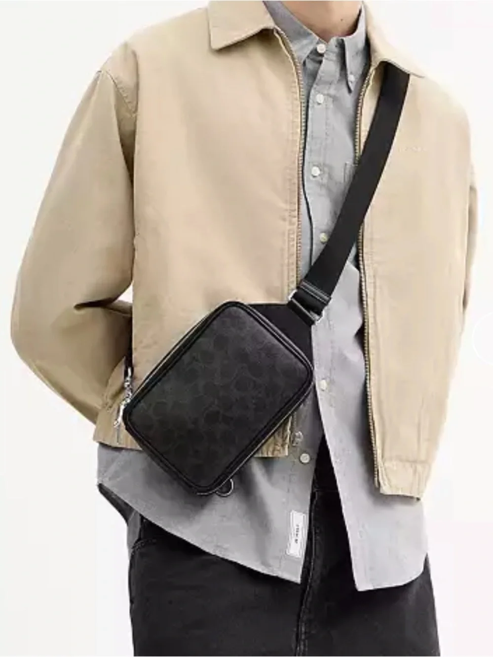 Coach staton signature yellow Signature Canvas Crossbody bag logo leather